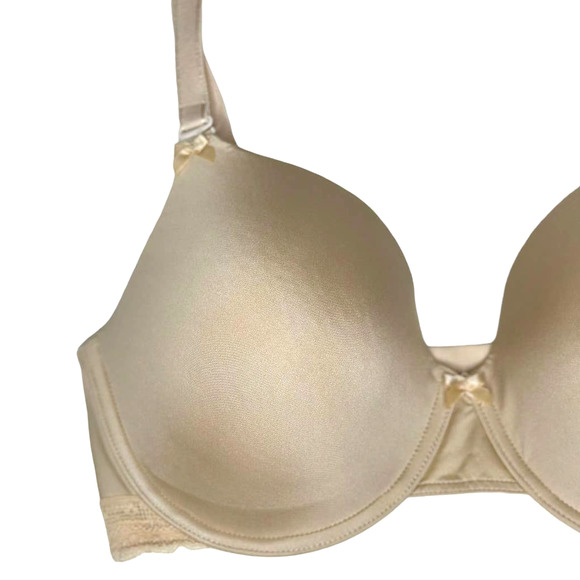Felina 36DDD Light Beige T-Shirt Bra No-Show Cups Soft Straps 3 Hooks Lace B21 - Picture 3 of 6